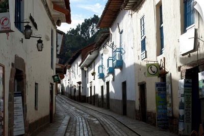 Houses along a street, Cathedral Of Santo Domingo, Cuzco, Cusco Province, Peru