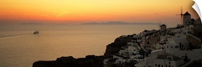 Houses on a hill at dusk, Oia, Santorini, Cyclades Islands, Greece II