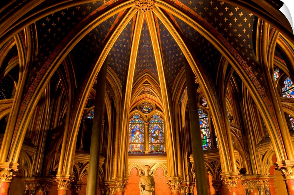 Interiors of a church, Saint-Severin, Paris Latin Quarter, Paris, Ile-De-France, France