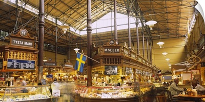 Interiors of a market, Saluhall Market, Ostermalms, Stockholm, Sweden