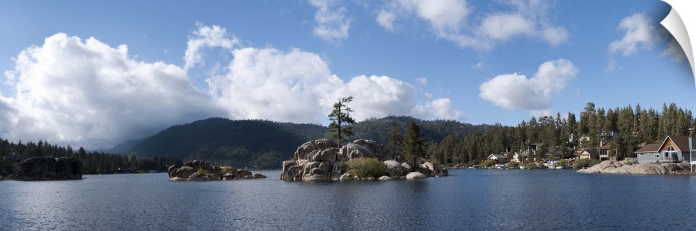 Island in a lake, Big Bear Lake, San Bernardino County, California