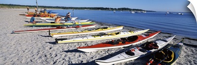 Kayaks on the beach Third Beach Sakonnet River Middletown Newport County Rhode Island