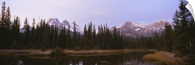 Lake in a forest, Three Sisters Mountain, Mt Lawrence Grassi, Bow Valley, Canmore, Alberta, Canada