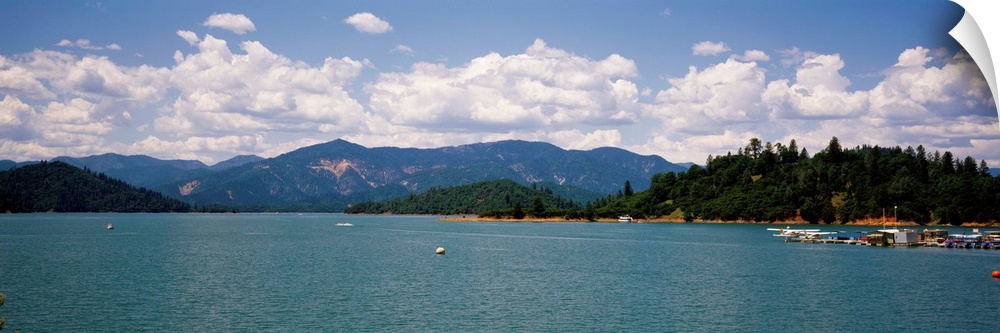 Lake in front of a mountain range, Bridge Bay Resort, Shasta Lake, Redding, California