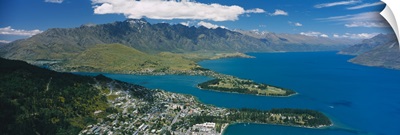 Lake with mountains in the background, Lake Wakatipu, The Remarkables, Queenstown, Otago Region, South Island, New Zealand
