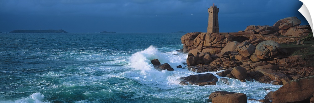 Lighthouse at a coast, Ploumanach Lighthouse