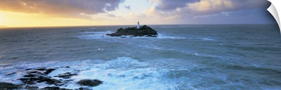 Lighthouse on an island, Godvery Lighthouse, Hayle, Cornwall, England