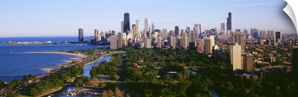 Panoramic image on canvas of the Chicago cityscape along the waterfront.
