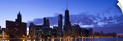 Lit up buildings at the waterfront, Lake Michigan, Chicago, Cook County, Illinois