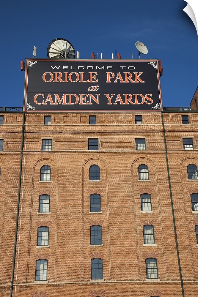 Low angle view of a baseball park, Oriole Park at Camden Yards, Baltimore, Maryland