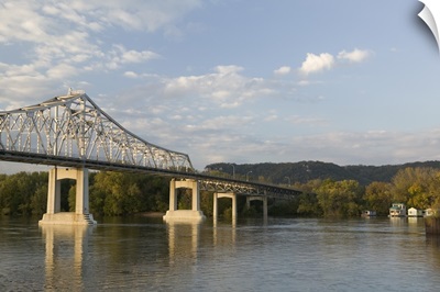 Low angle view of a bridge across a river, Mississippi River, Winona, Minnesota