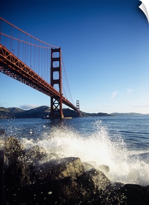Low angle view of a bridge across the sea, Golden Gate Bridge, San Francisco, California