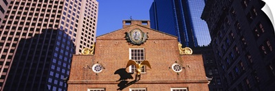 Low angle view of a golden eagle outside of a building, Old State House, Freedom Trail, Boston, Massachusetts