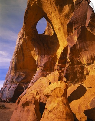 Low angle view of a natural arch, Suns Eye Arch, Monument Valley Tribal Park, Arizona