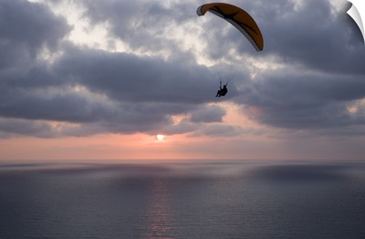 Low angle view of a paraglider flying in the sky over an ocean, Pacific Ocean, San Diego, California