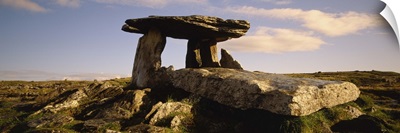 Low angle view of a tomb, Neolithic Tomb, Poulnabrone Dolmen, The Burren, County Clare, Republic Of Ireland