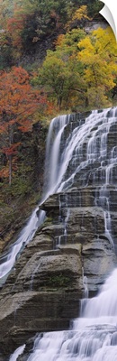 Low angle view of a waterfall, Ithaca Falls, Tompkins County, Ithaca, New York