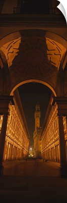 Low angle view of an archway on the street, Galleria Degli Uffizi, Pallazo Vecchio, Florence, Tuscany, Italy