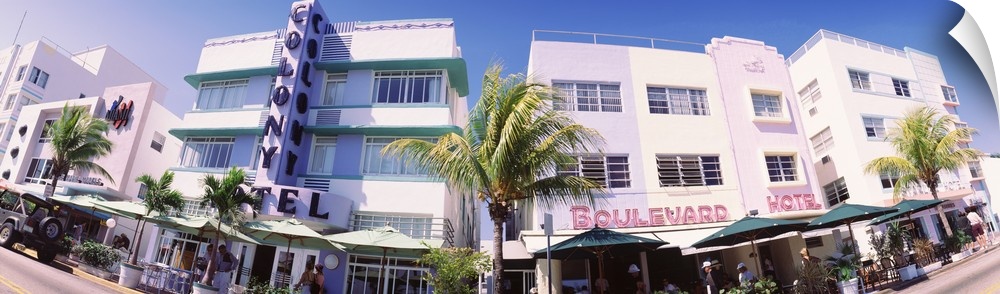 Low angle view of buildings in a city, Miami Beach, Florida