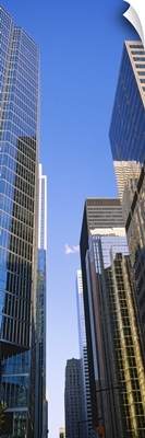 Low angle view of buildings in a city, Toronto, Ontario, Canada