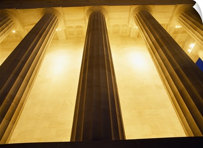Low angle view of columns of a monument, Lincoln Memorial, Washington DC