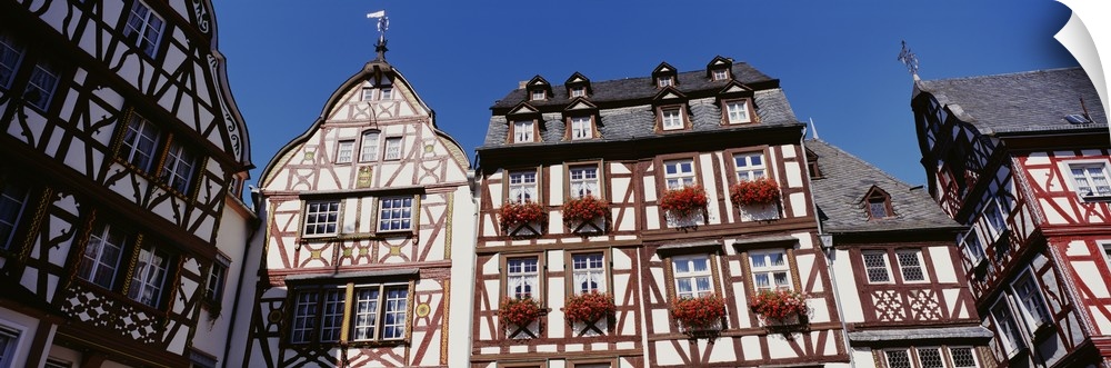 Low Angle View Of Decorated Buildings, Bernkastel-Kues, Germany