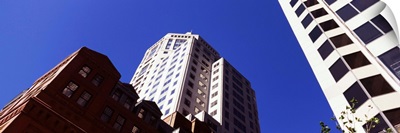 Low angle view of downtown buildings, Hartford, Connecticut