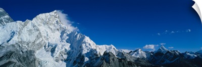 Low angle view of mountains covered with snow, Himalaya Mountains, Khumba Region, Nepal