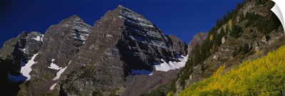 Low angle view of mountains, Maroon Bells, Maroon Valley, Colorado