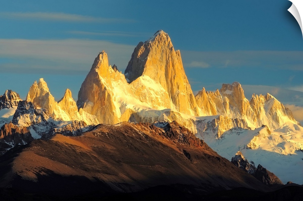 Low angle view of mountains, Mt Fitzroy, Argentine Glaciers National Park, Argentina