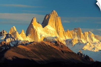 Low angle view of mountains, Mt Fitzroy, Argentine Glaciers National Park, Argentina