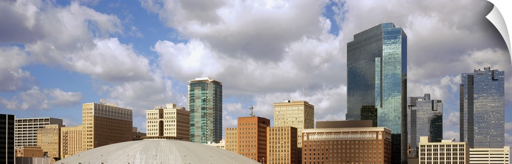 Low angle view of skyscrapers, Fort Worth, Texas, USA.