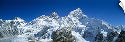 Low angle view of snowcapped mountains, Himalayas, Khumba Region, Nepal