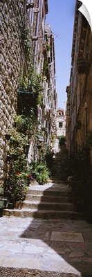 Low angle view of steps in an alley, Dubrovnik, Croatia