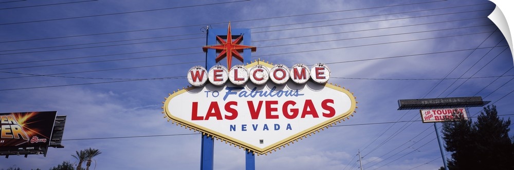 Low angle view of Welcome sign, Las Vegas, Nevada,