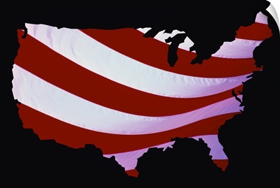 Map of United States with Flag