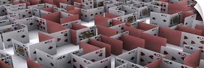 Maze made up from playing cards