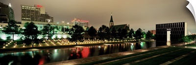 Memorial lit up at dusk Oklahoma City National Memorial Alfred P. Murrah Federal Building Oklahoma City Oklahoma