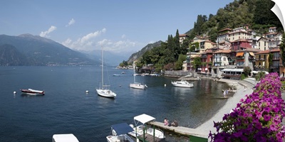 Mid-afternoon view of waterfront at Varenna, Lake Como, Lombardy, Italy