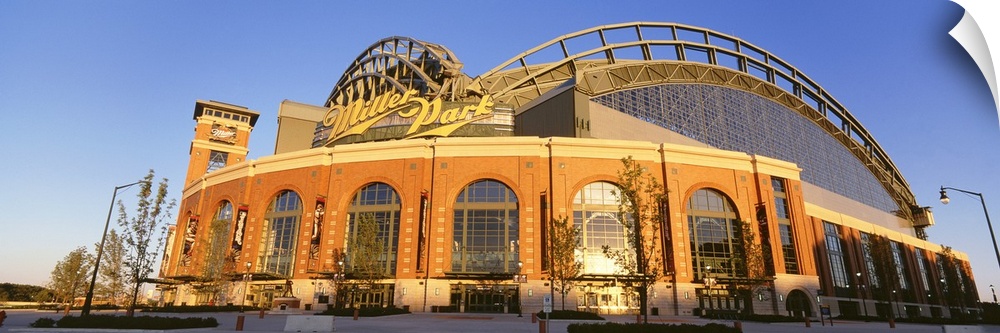 Giant, wide angle photograph of Miller Park in Milwaukee, Wisconsin.