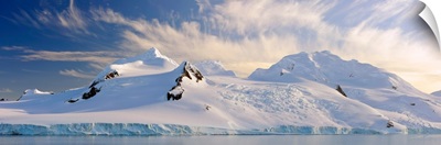 Mountain covered by glaciers, Half Moon Bay, Antarctic Peninsula, Antarctica