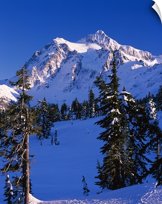 Mountain covered with snow, Mt Shuksan, North Cascades National Park, Whatcom County, Washington State,