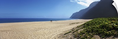 Mountain on the beach, Pouhale Beach, Kauai, Hawaii