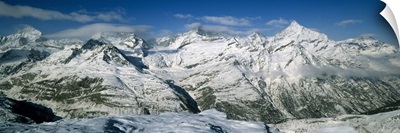 Mountains covered with snow, Matterhorn, Switzerland