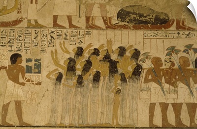 Mural Depicting Female Servants Carrying the Riches of the Deceased in a Funeral Procession, Tomb of Ramose, Thebes, Egypt