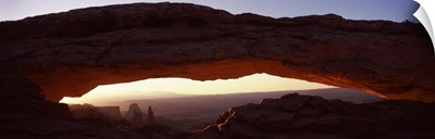 Natural arch at sunrise, Mesa Arch, Canyonlands National Park, Utah,