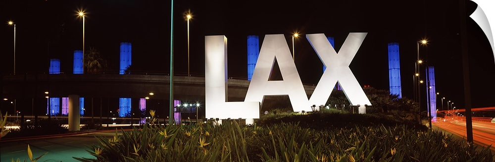 Neon sign at an airport, LAX Airport, City Of Los Angeles, Los Angeles County, California, USA