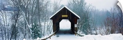 New England covered bridge in winter