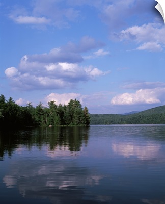 New York, Adirondack State Park, Adirondack Mountains, Reflection of trees in Franklin Falls pond