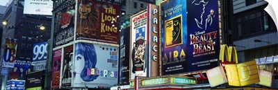 New York State, New York City, Times Square, Billboards on buildings in a city